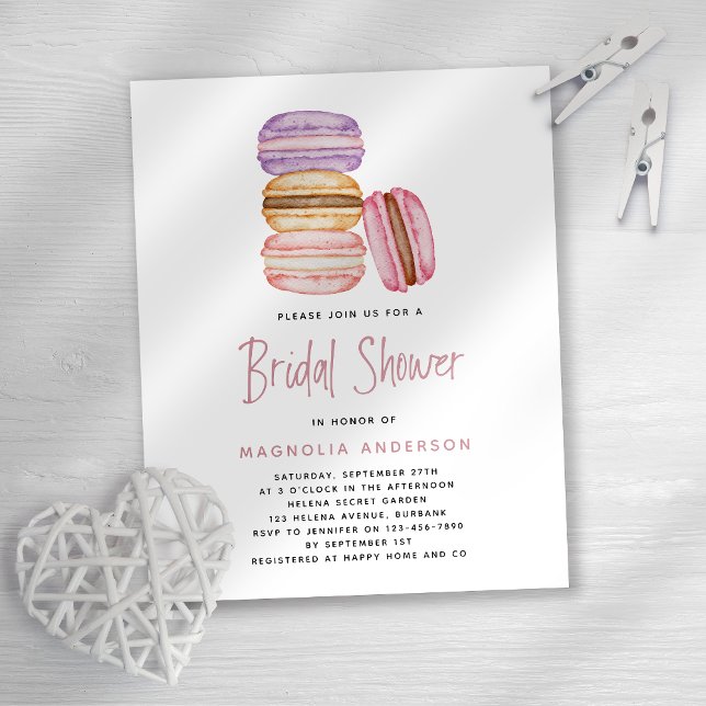 Papier BUDGET Pink Macarons Invitation à la douche nuptia (Créateur téléchargé)