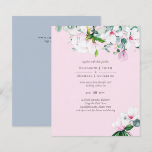 Papier BUDGET Pink Magnolias Sage Eucalyptus Mariage bleu