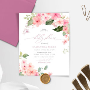 Papier Budget Pink Sakura Flowers Baby shower invitation