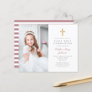 Papier Budget Pink Stripes Photo Girl First Communion