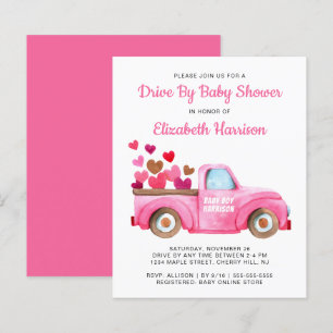Papier Budget Pink Truck Drive Par Baby shower Invitation