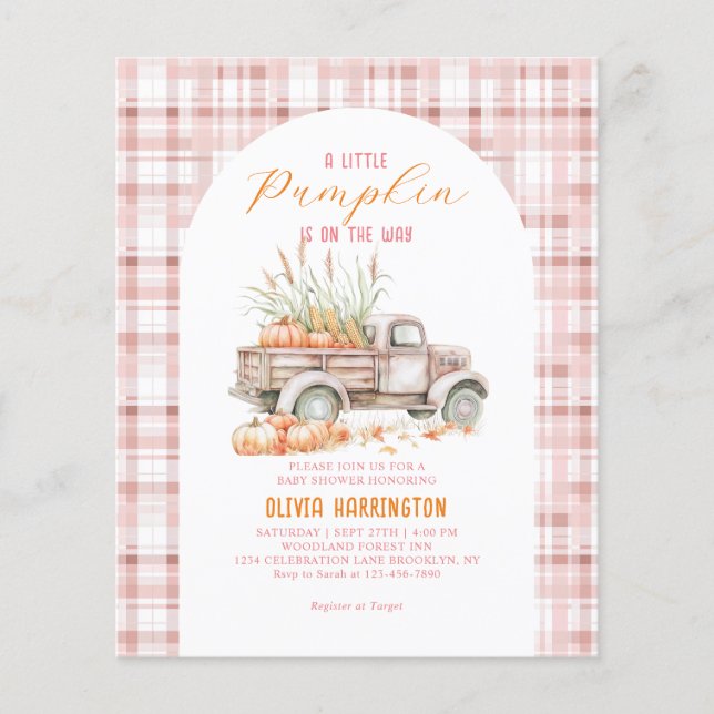 Papier BUDGET Pink Un petit Baby shower de camion Citroui (Devant)