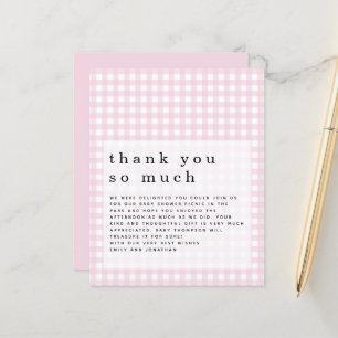 Papier Budget Pique-nique Baby shower Rose En vichy Merci