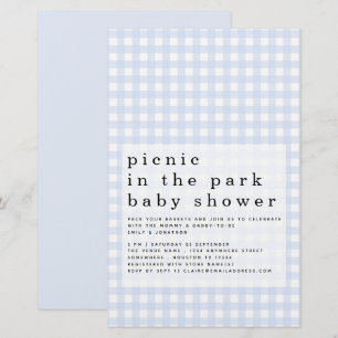 Papier Budget Pique-nique Parc Baby shower Bleu En vichy