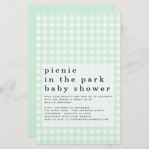 Papier Budget Pique-nique Parc Baby shower Green En vichy