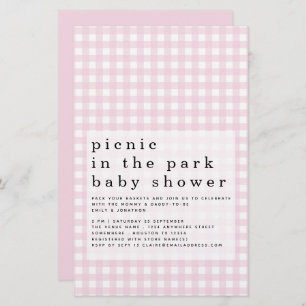 Papier Budget Pique-nique Parc Baby shower rose En vichy