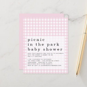 Papier Budget Pique-nique Parc Baby shower rose En vichy 