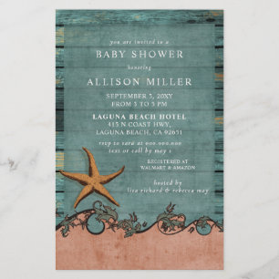 Papier Budget Plage neutre Baby shower de plage Invitatio