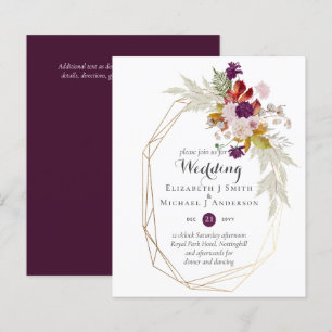 Papier Budget Plum Blooms Ginger Floral Mariage Invite