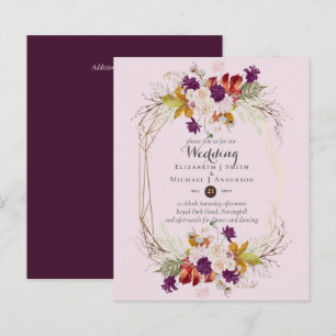 Papier BUDGET Plum et Coral Floral Faire-part de mariage