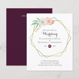 Papier BUDGET Plum et Coral Floral Faire-part de mariage