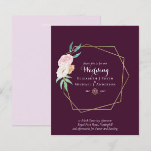 Papier BUDGET Plum et Coral Floral Faire-part de mariage