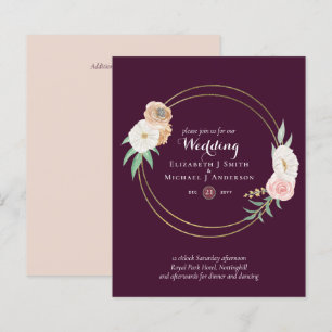Papier BUDGET Plum et Coral Floral Faire-part de mariage