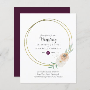 Papier BUDGET Plum et pêche Faire-part de mariage floral
