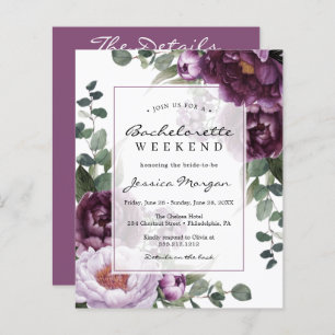 Papier Budget Plum Peonies Bachelorette Party Invitation