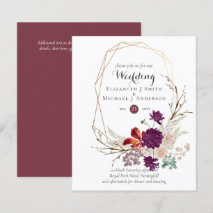 Papier Budget Plum rose Ginger Floral Mariage Invite