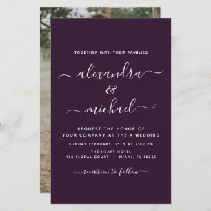 Papier Budget Plum violet Mariage avec invitation photo