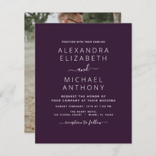 Papier Budget Plum violet Mariage avec invitation photo