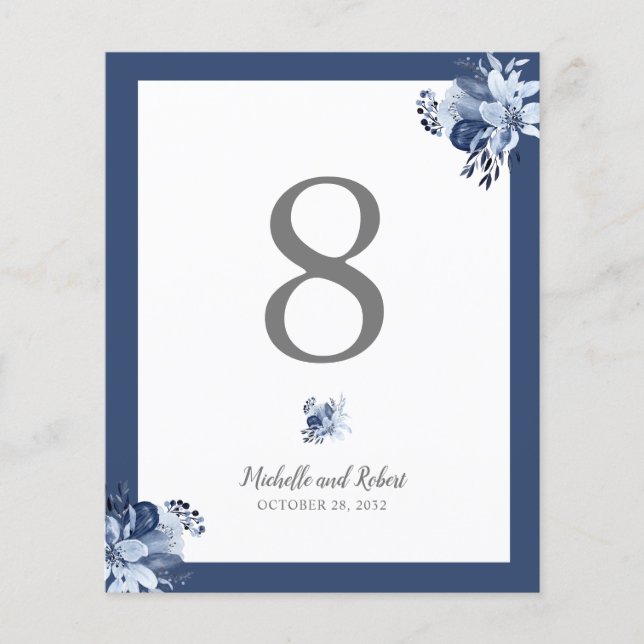Papier BUDGET Plutôt gris Marine bleu mariage floral (Devant)