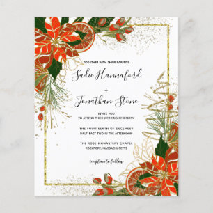 Papier Budget Poinsettia Citrus Gold Faire-part de mariag