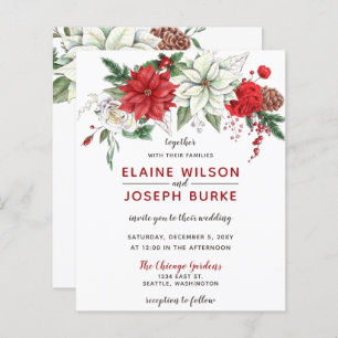Papier Budget Poinsettia Pine cône Faire-part de mariage