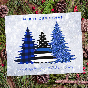 Papier Budget Police Noël Ligne bleue Plaid Parties scint