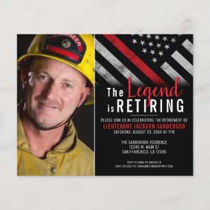 Papier Budget Pompier Photo Retraite Invitation