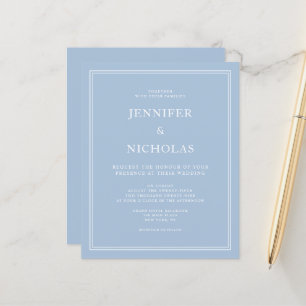 Papier Budget Poudre Bleu Élégant Mariage formel Invitati