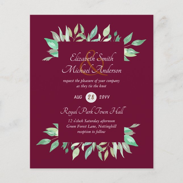 Papier Budget pour les invitations de mariage de Modern G (Devant)