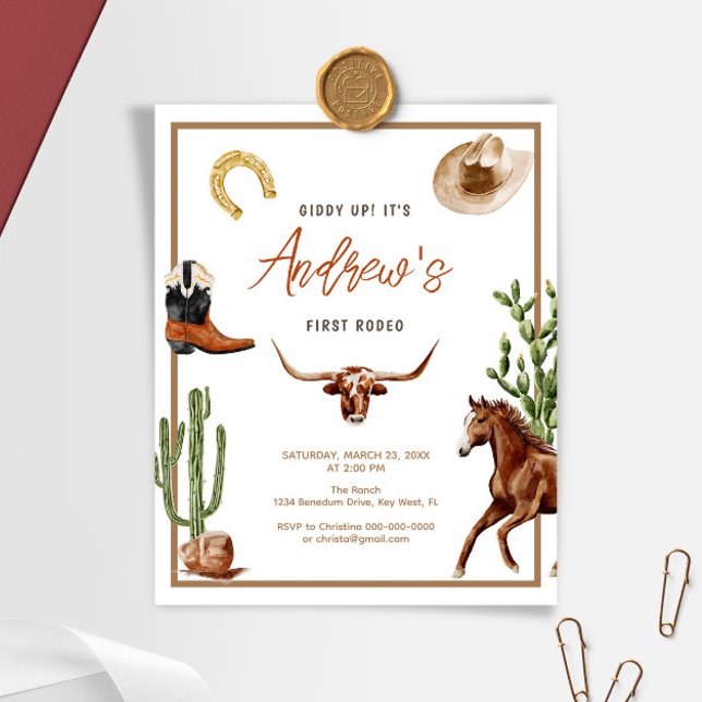 Papier Budget Premier Rodéo Cowboy Invitation Anniversair (Créateur téléchargé)