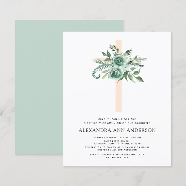 Papier Budget Première Communion Sainte Verdure Eucalyptu (Devant / Derrière)