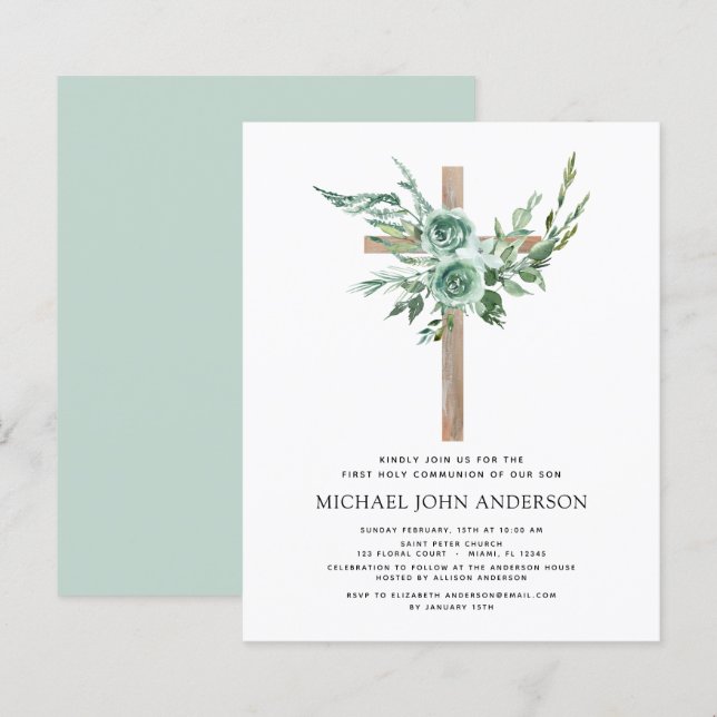 Papier Budget Première Communion Sainte Verdure Eucalyptu (Devant / Derrière)