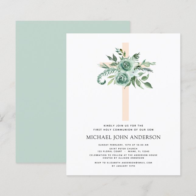 Papier Budget Première Communion Sainte Verdure Eucalyptu (Devant / Derrière)