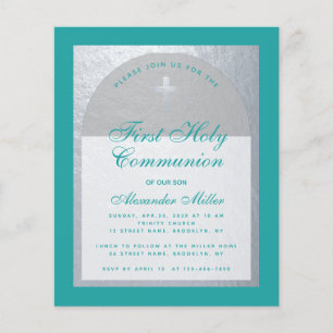 Papier Budget Première communion Turquoise Blue Silver In