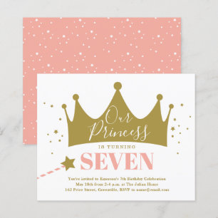 Papier Budget Princess Pink Kid Invitation de fête d'anni