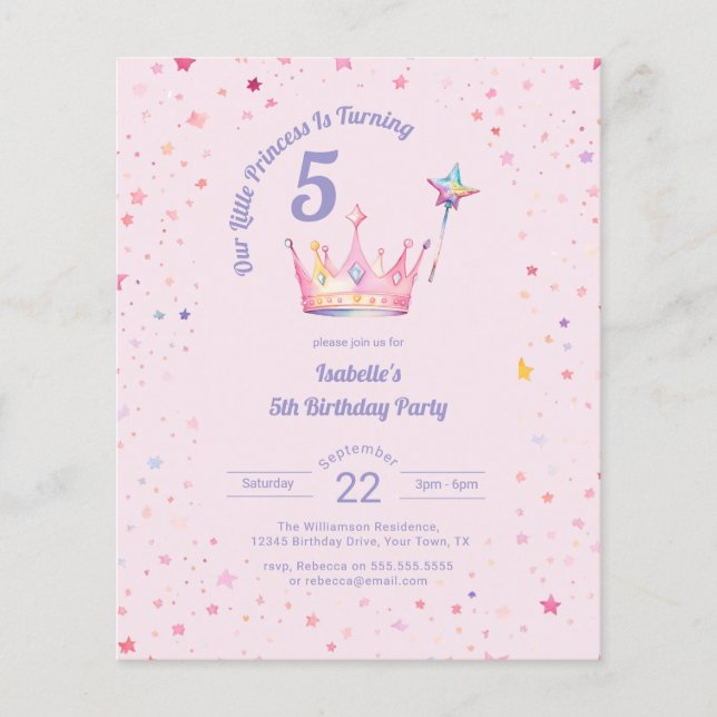Papier Budget princesse Couronne rose petite fille Annive (Devant)