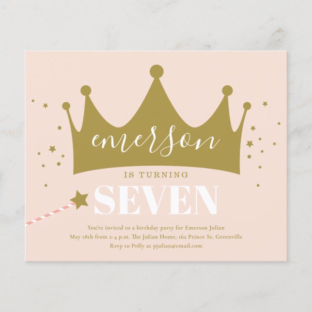 Papier Budget Princesse rose Anniversaire Invitation (Devant)