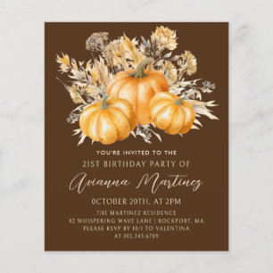 Papier BUDGET PRIX 21e anniversaire Rustic Boho Citrouill