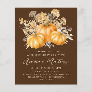 Papier BUDGET PRIX 60e anniversaire Rustic Boho Citrouill