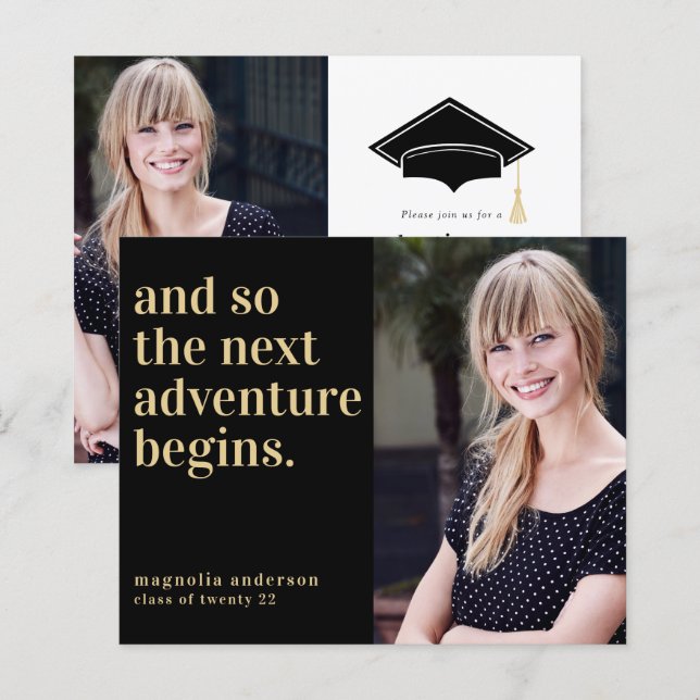 Papier BUDGET Prochaine Aventure Graduation Invitation (Devant / Derrière)