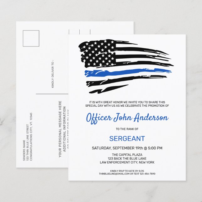 Papier Budget Promotion de la police mince Ligne bleue In (Devant / Derrière)