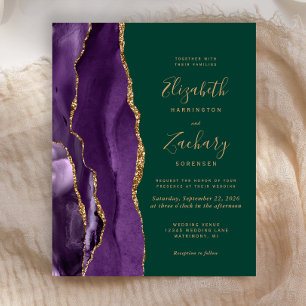 Papier Budget Purple Agate Emerald Green Wedding Invitati