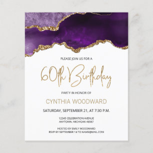 Papier Budget Purple Agate Or 60e anniversaire Invitation