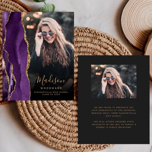 Papier Budget Purple Agate Photo Dark Grad Faire-part (Créateur téléchargé)