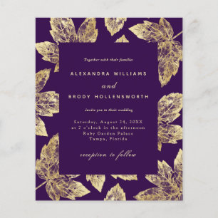 Papier Budget Purple and Gold Fall Leaves Mariage Invitat