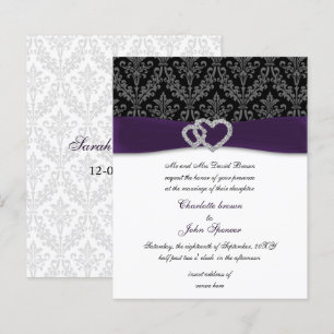 Papier Budget Purple Damask Diamante Faire-part de mariag