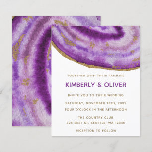 Papier Budget Purple et Gold Agate Faire-part de mariage