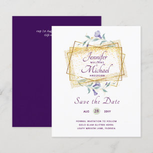 Papier Budget Purple Feuilleté Mariage Floral Dates de sa