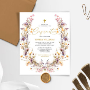 Papier BUDGET Purple Fleurs sauvages Confirmation Invitat