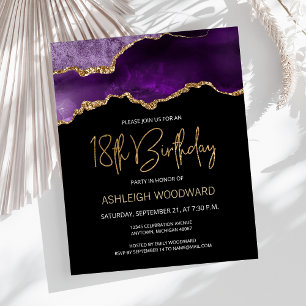 Papier Budget Purple Gold Agate 18e anniversaire Invitati